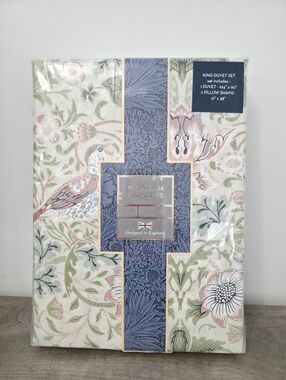 New William Morris & Co Strawberry Thief KING Duvet & Shams Set